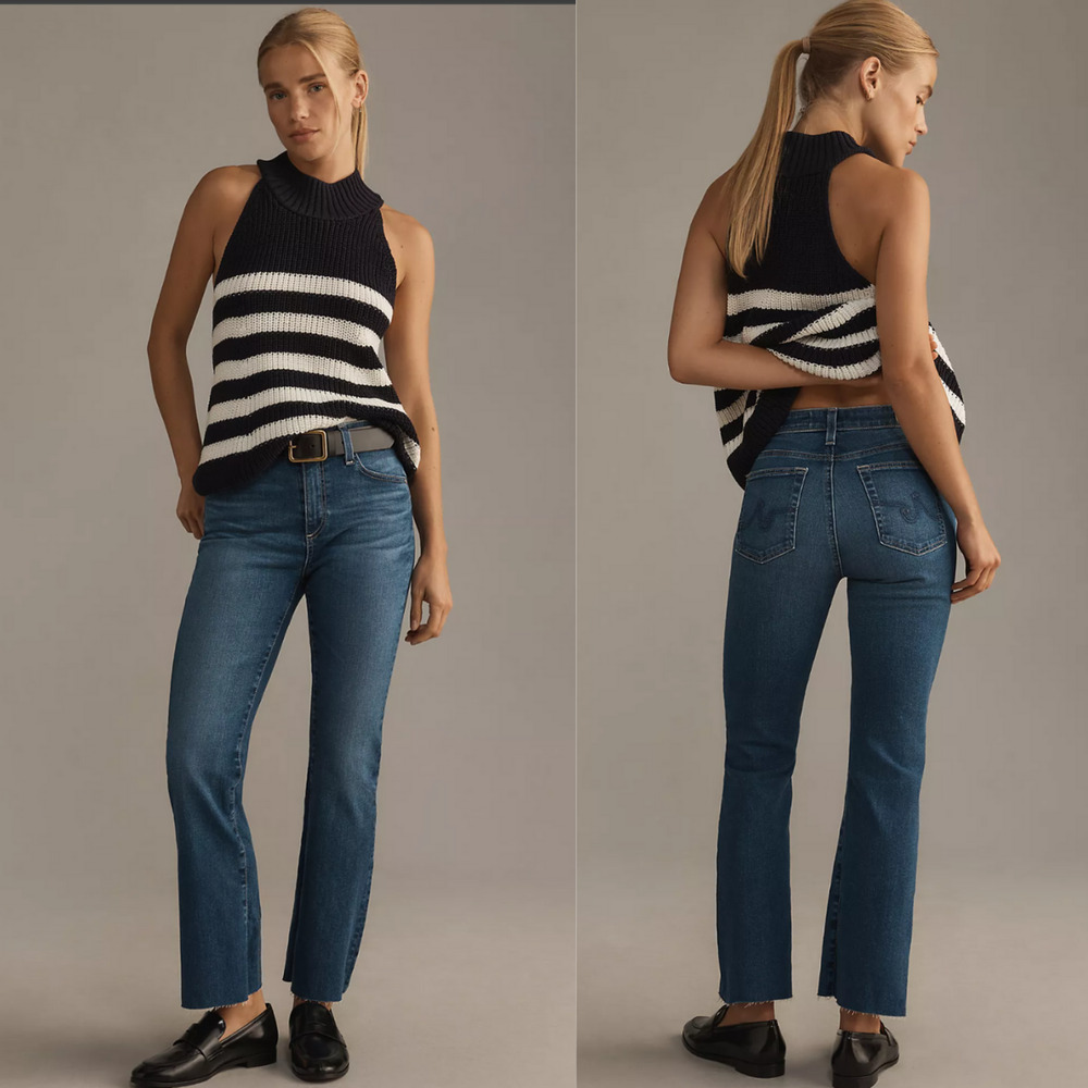 NWT AG Farrah Mid-Rise Boot Crop Denim Jeans - 27 waist